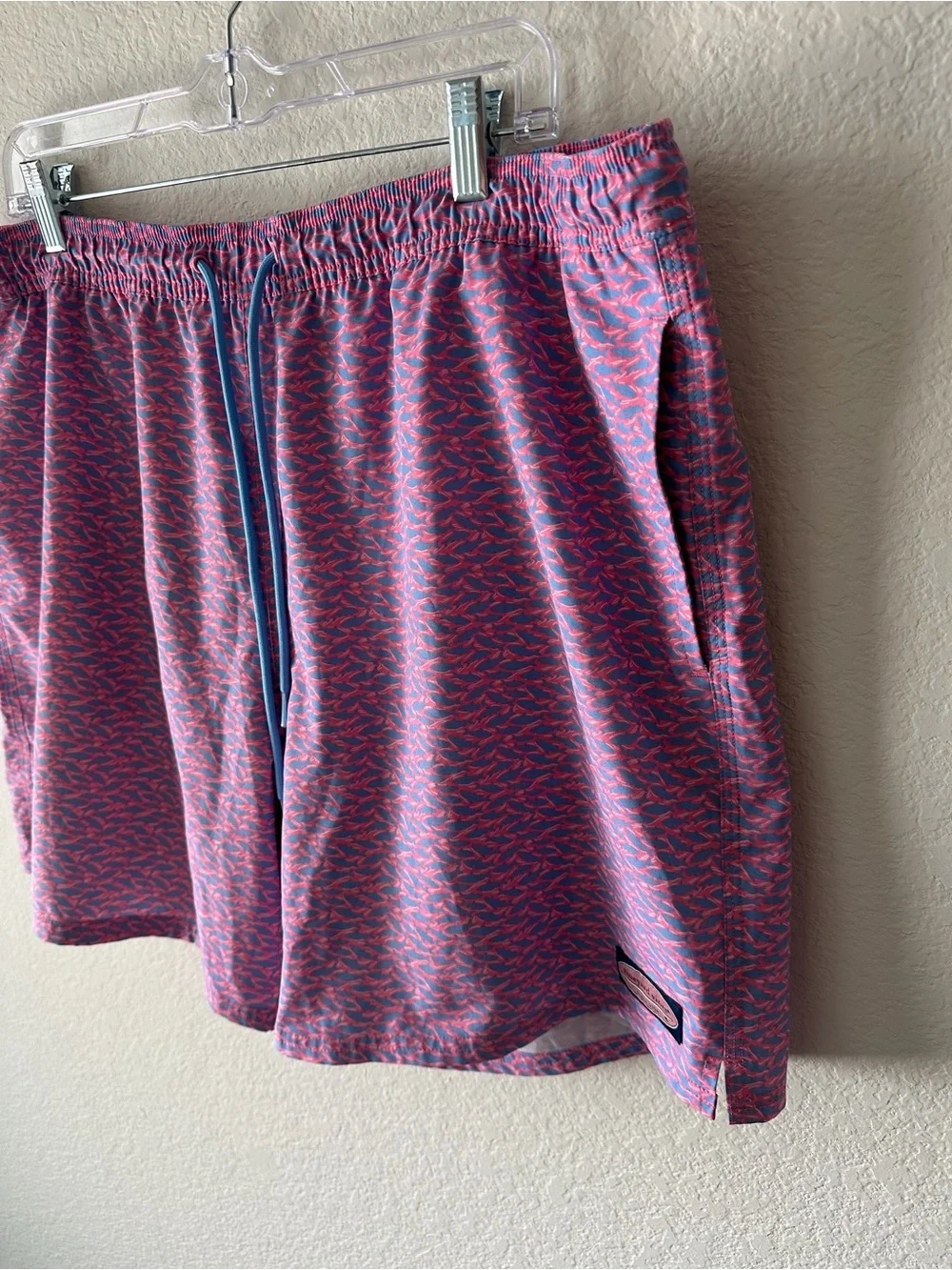 Vineyard Vines‎ Men's XL Pink Blue Fish Print Chappy Swim Trunks Shorts